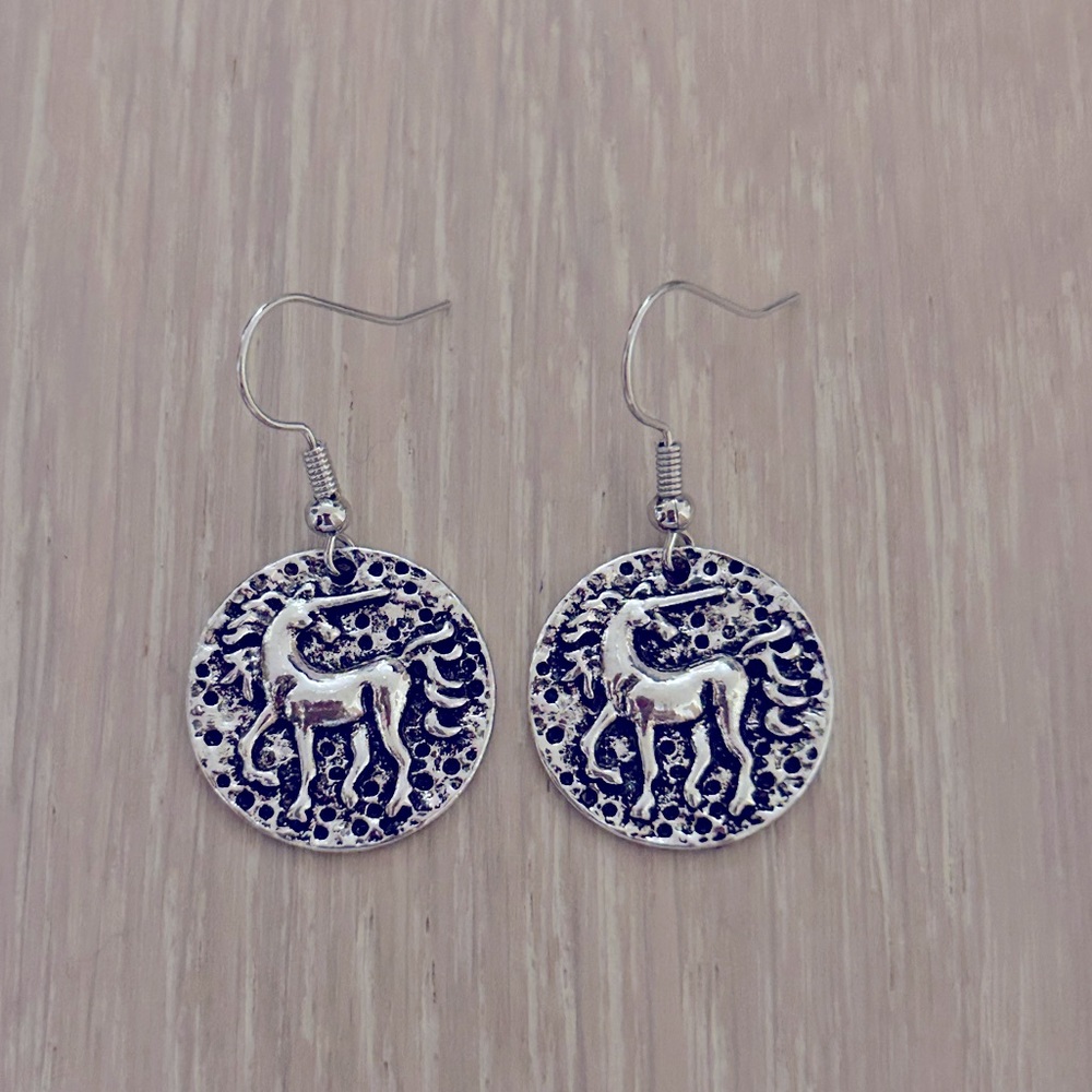 Unicorn Coin Drop Earrings